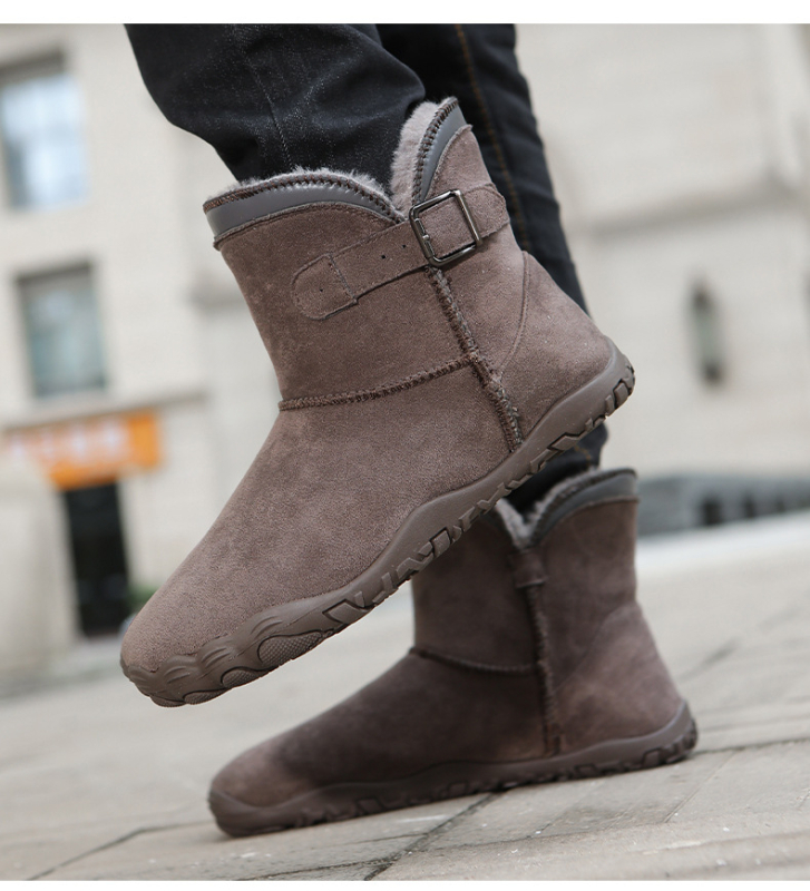Unisex zimske čizme za vanjsku uporabu, protuklizna gumena potplat, debeli topli podstavek, srednja visina čizme, PU gornji dio