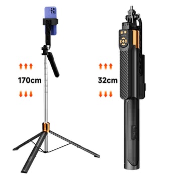 L6S Bluetooth selfie tyč s LED osvetlením – hliníková zliatina, ručný stabilizátor a diaľkové ovládanie