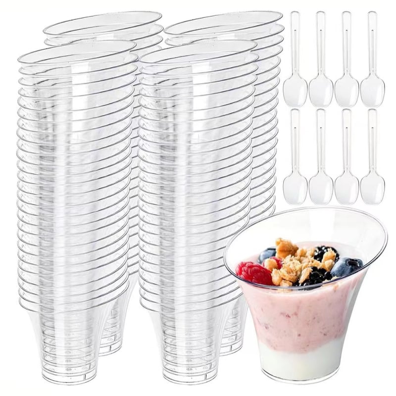 Okrugla plastična čašica za mousse, pogodna za hladna pića i deserte, kapacitet 101–200 ml, mogućnost prilagodbe
