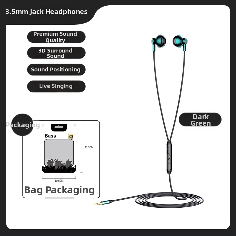 Kovové in-ear slúchadlá s mikrofónom, káblové, 20–20000 Hz, impedancia 32 Ω