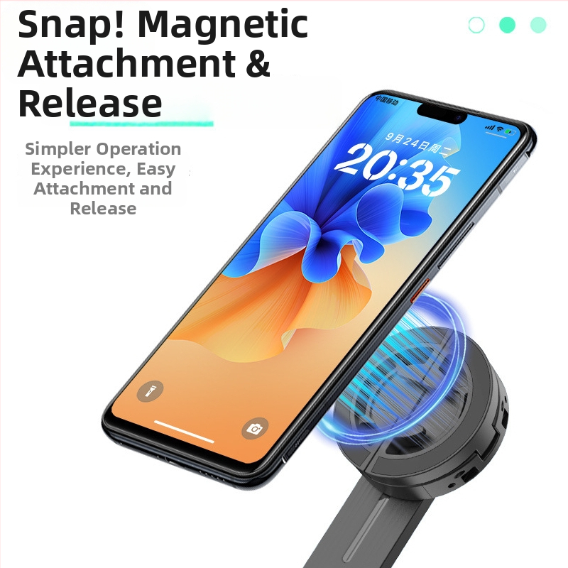 Ručni magnetski selfie štapić s Bluetooth svjetlom — tijelo od aluminijske legure, Bluetooth daljinski upravljač, LED osvjetljenje, stabilizacija protiv podrhtavanja, prijenosni držač za telefon i stojeći tripod