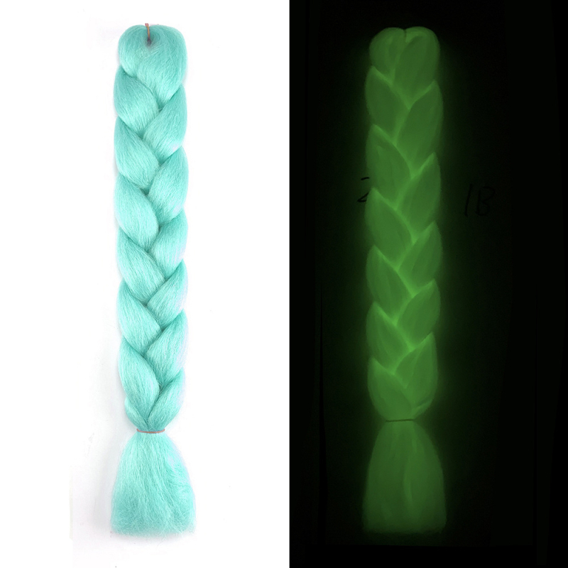 Perucă împletită luminoasă cu efect de strălucire în întuneric, fibră sintetică rezistentă la temperaturi înalte, păr lung și buclat