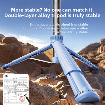 Rtako 2025 Selfie tyč s podstavcom na telefón, prenosný, stabilizácia obrazu, diaľkové ovládanie, Bluetooth, LED osvetlenie, ABS+ hliníková zliatina