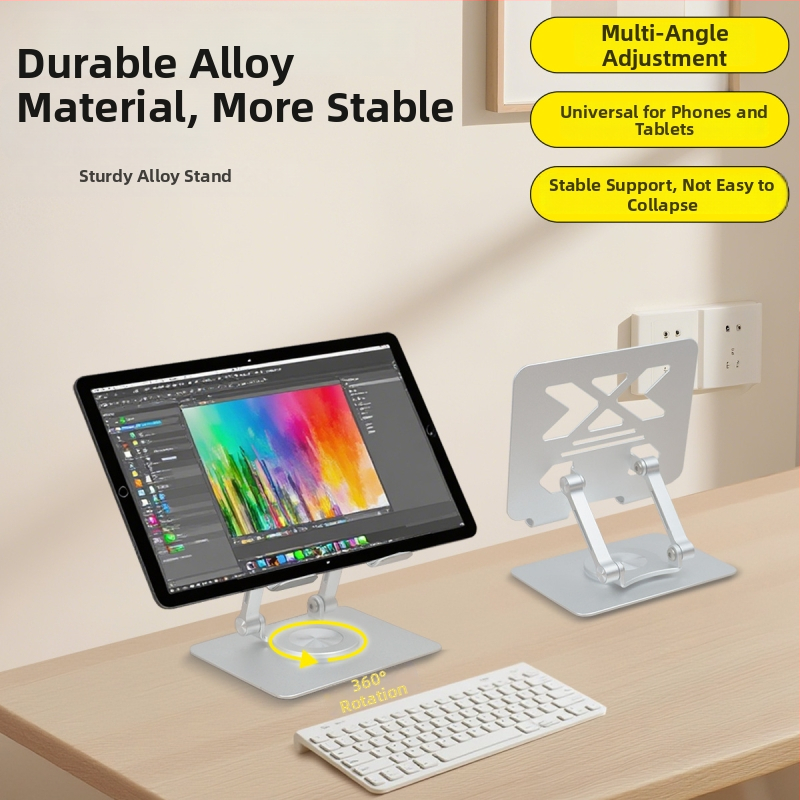 Suport de birou pentru tablete și telefoane, aliaj pur de aluminiu CNC, mecanism pliabil de ridicare, compatibilitate universală, design de disipare a căldurii, greutate 269 g