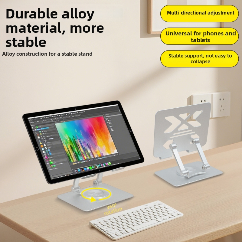 Suport de birou pentru tablete și telefoane, aliaj pur de aluminiu CNC, mecanism pliabil de ridicare, compatibilitate universală, design de disipare a căldurii, greutate 269 g