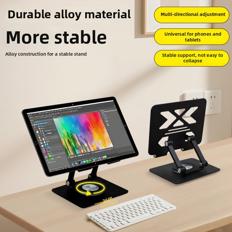 Suport de birou pentru tablete și telefoane, aliaj pur de aluminiu CNC, mecanism pliabil de ridicare, compatibilitate universală, design de disipare a căldurii, greutate 269 g