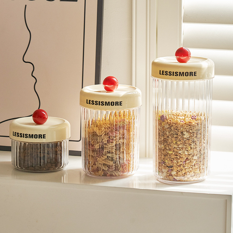 Cutie circulară din plastic pentru mărfuri uscate, cu capac sigilat – 1–2 L, personalizabilă, cu logo imprimat