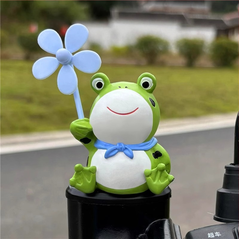 Doplnok na bicykel: kreslená žaba veterný vrtuľník, motív bambus dragonfly, živica