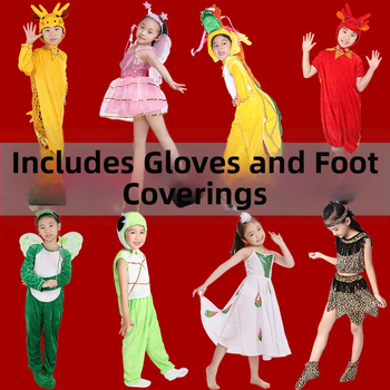 Dječji kostim za nastupe s životinjama — crtani stil, gusta baršunasta tkanina, poliester