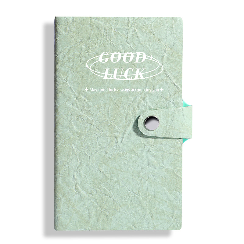 Caiet cu copertă din piele ecologică, legare cu adeziv, 100–200 pagini din hârtie din pulpă de lemn brut, stil simplu INS