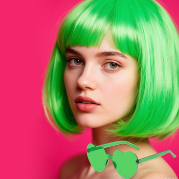 Perucă bob scurt pentru purtare zilnică, cu breton, model 4500, fibre termoresistente, construcție cu mecanism, potrivită pentru doamne, conturarea feței