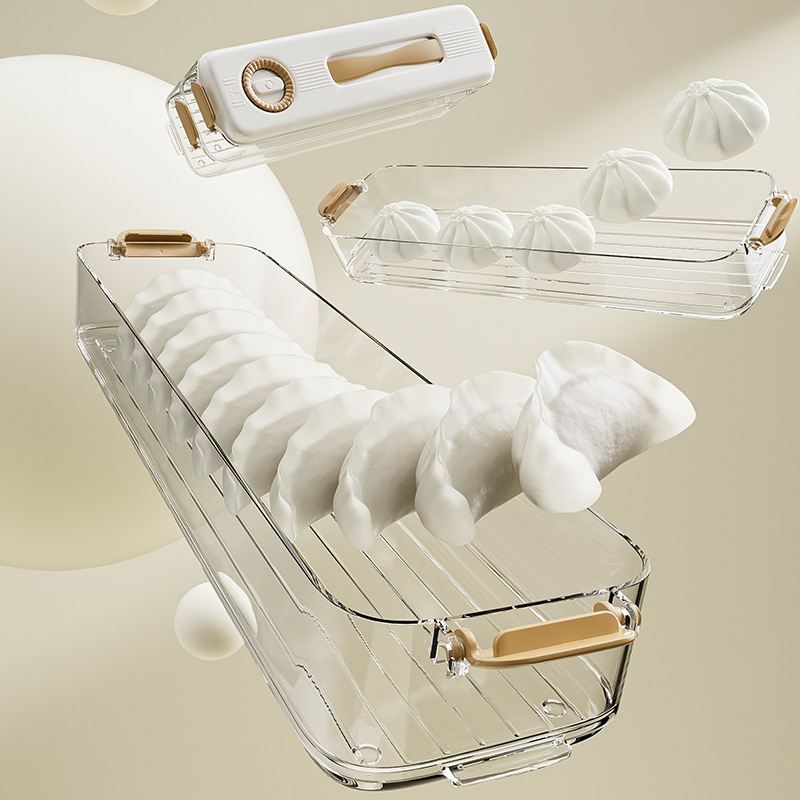 Cutie de depozitare pentru frigider, pentru gyoza și wonton, din plastic alimentar, menține prospețimea, design simplu