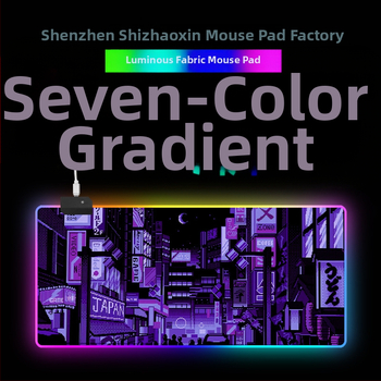 RGB svetlá stolová podložka s opierkou zápästia, guma+textil, tepelné prenosy tlač, tlač loga dostupná