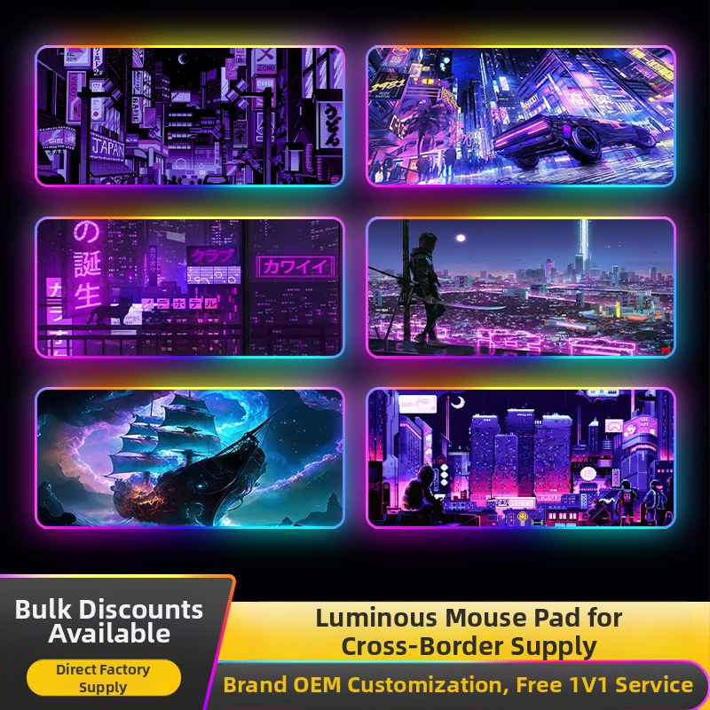 RGB svetlá stolová podložka s opierkou zápästia, guma+textil, tepelné prenosy tlač, tlač loga dostupná