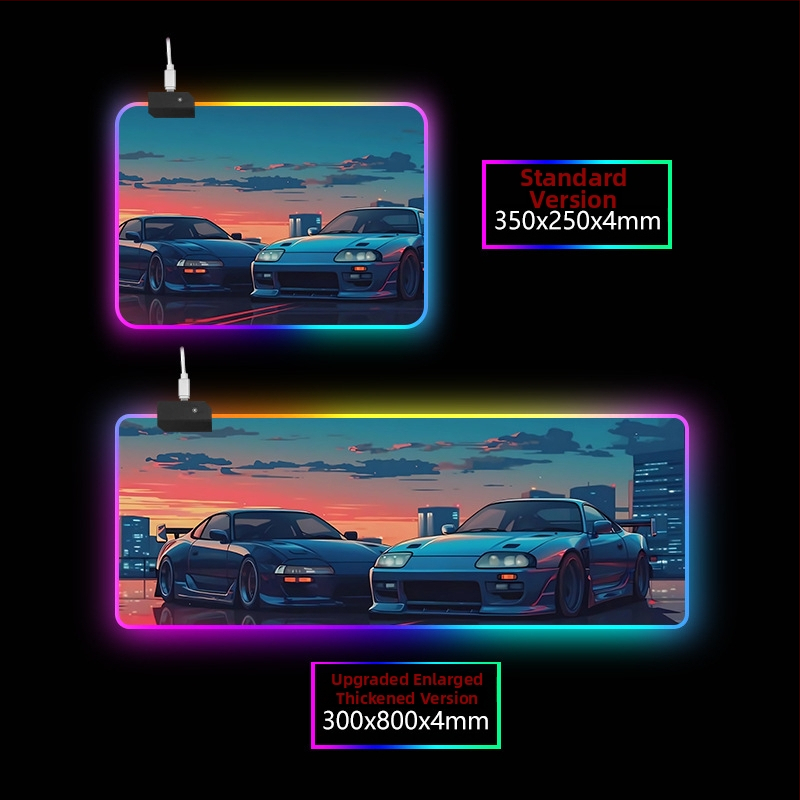 RGB svetlá stolová podložka s opierkou zápästia, guma+textil, tepelné prenosy tlač, tlač loga dostupná