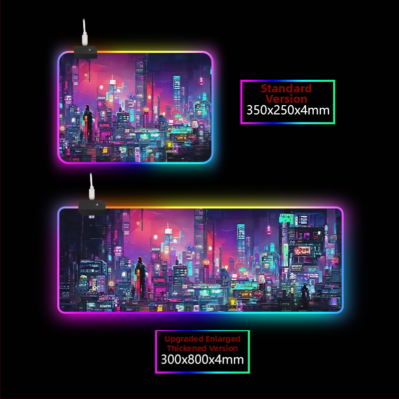 RGB svetlá stolová podložka s opierkou zápästia, guma+textil, tepelné prenosy tlač, tlač loga dostupná