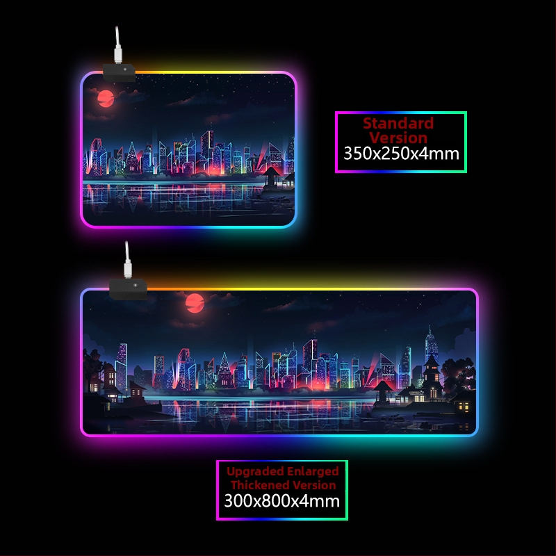 RGB svetlá stolová podložka s opierkou zápästia, guma+textil, tepelné prenosy tlač, tlač loga dostupná