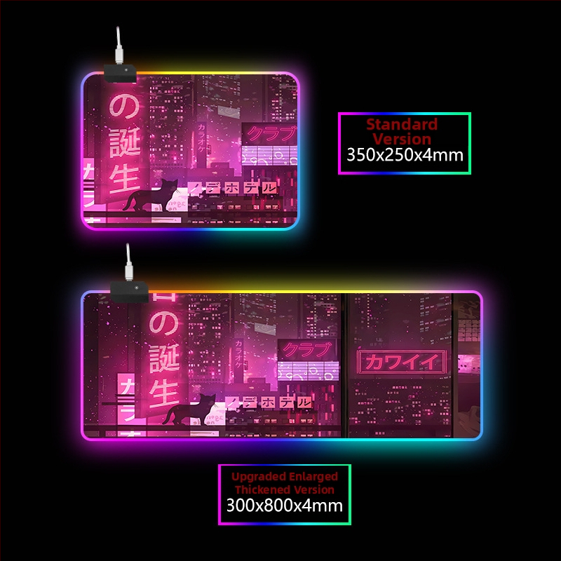 RGB svetlá stolová podložka s opierkou zápästia, guma+textil, tepelné prenosy tlač, tlač loga dostupná