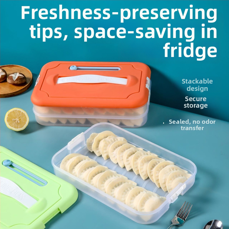 Plastična kutija za knedle za zamrzavanje s višeslojnom posudom, Godsend, crtani stil