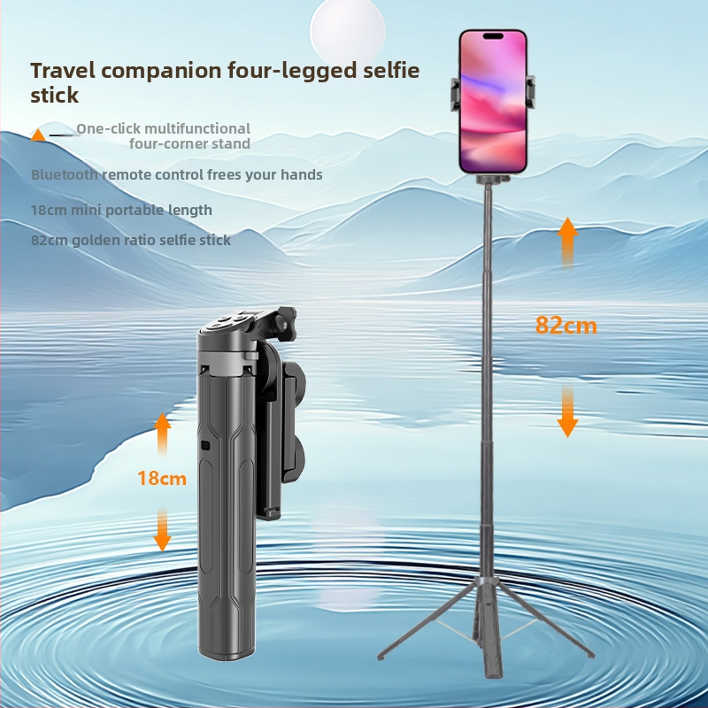 Selfie tyč tripod – mini, vysúvací štvornožný stojan, Bluetooth diaľkové, zliatina JC-31