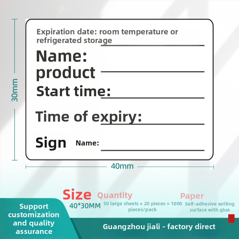 Etiketa datuma proizvodnje i roka trajanja, samoljepljiva, lako se odvaja, ručne naljepnice
