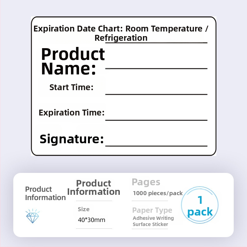 Etiketa datuma proizvodnje i roka trajanja, samoljepljiva, lako se odvaja, ručne naljepnice