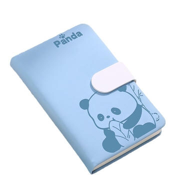 Bilježnica s pandinim kopčom, karikaturnim omotom, šivano povezivanje, umjetna koža, Dowling papir, 80 g/m², 100–200 stranica