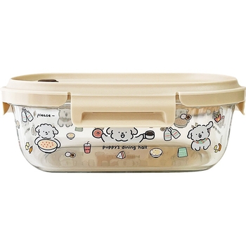 Κουτί γευμάτων από θερμοανθεκτικό γυαλί, ορθογώνιο σχήμα, συμβατό με φούρνο μικροκυμάτων, διαχωριστικά και σφράγιση, χωρητικότητα 800–1000 ml