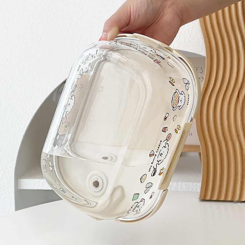 Κουτί γευμάτων από θερμοανθεκτικό γυαλί, ορθογώνιο σχήμα, συμβατό με φούρνο μικροκυμάτων, διαχωριστικά και σφράγιση, χωρητικότητα 800–1000 ml