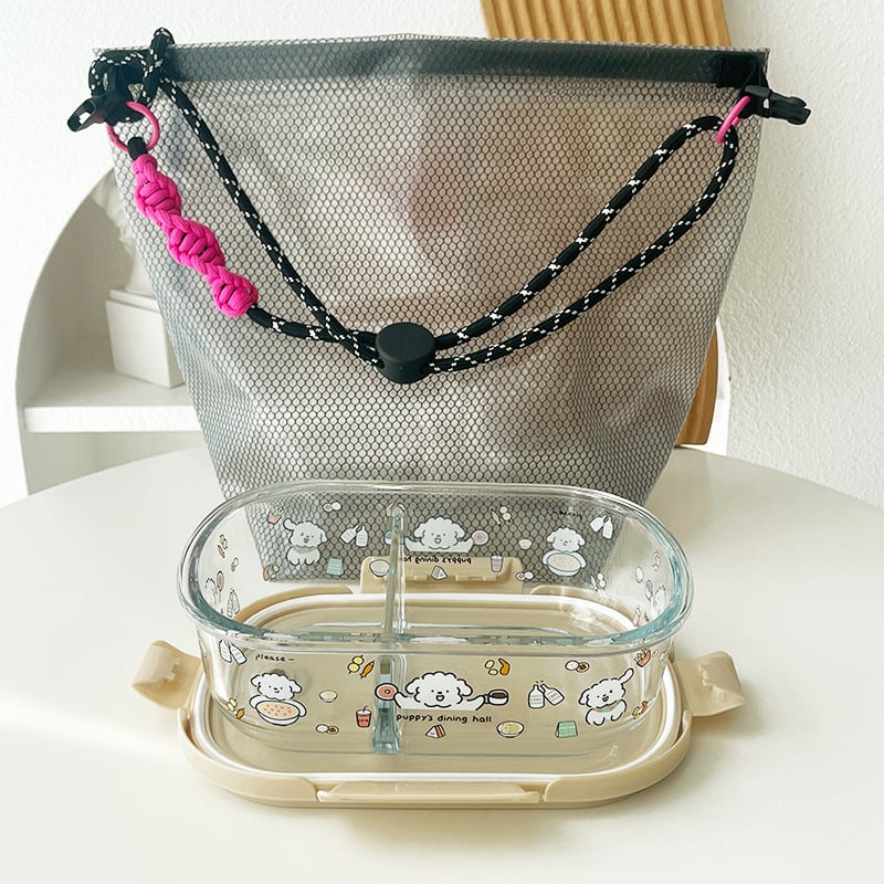 Κουτί γευμάτων από θερμοανθεκτικό γυαλί, ορθογώνιο σχήμα, συμβατό με φούρνο μικροκυμάτων, διαχωριστικά και σφράγιση, χωρητικότητα 800–1000 ml