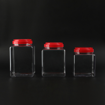 Štvorcová plastová fľaša na skladovanie so širokým hrdlom a skrutkovacím uzáverom, PP/PET, prispôsobiteľná kapacita