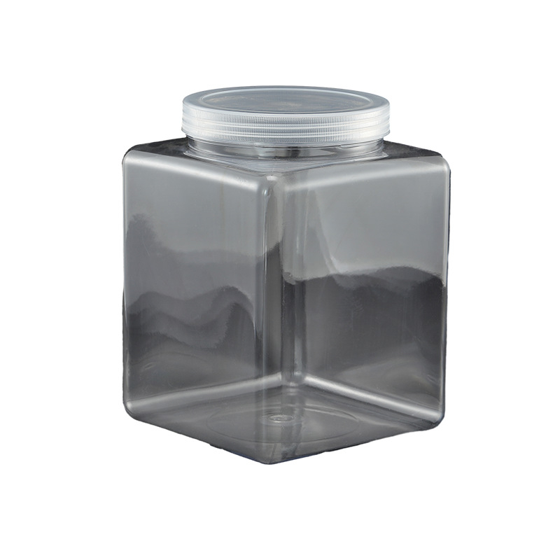 Štvorcová plastová fľaša na skladovanie so širokým hrdlom a skrutkovacím uzáverom, PP/PET, prispôsobiteľná kapacita