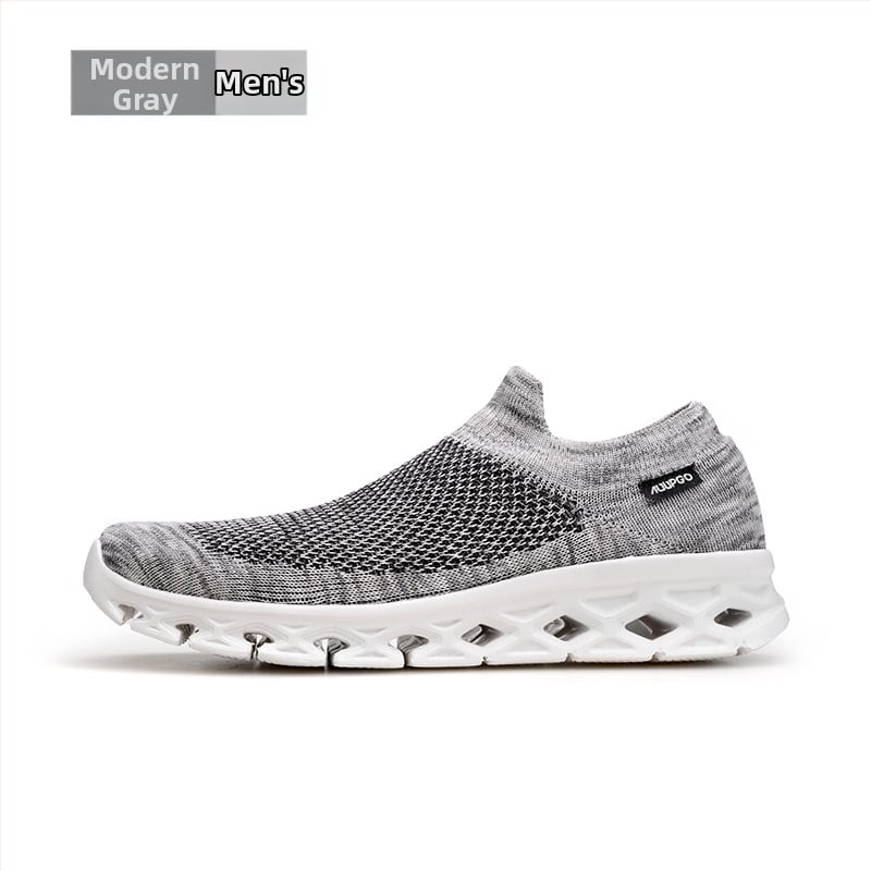 Pantofi sport tip șosetă din plasă, cu talpă EVA și talpă EVA — design joasă, slip-on pentru drumeții