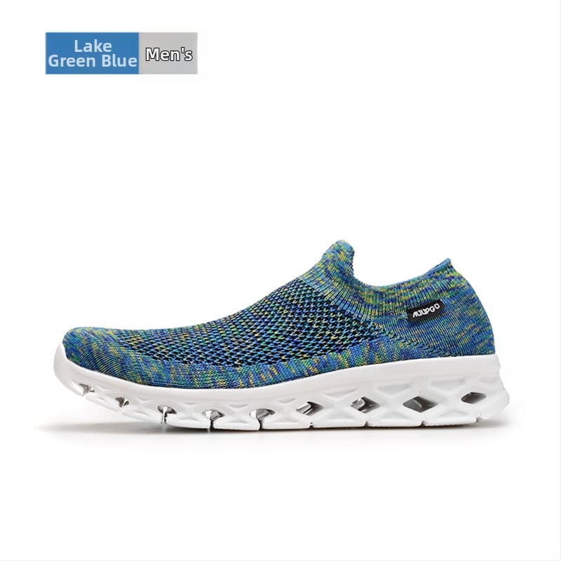 Pantofi sport tip șosetă din plasă, cu talpă EVA și talpă EVA — design joasă, slip-on pentru drumeții