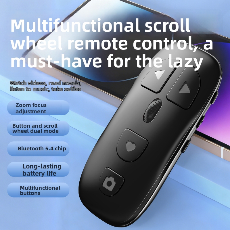 Pulley Bluetooth diaľkové ovládanie pre mobilný telefón – jedným tlačidlom fotografovanie, like a posúvanie strán – Type-C, 300mAh, dosah 10 m