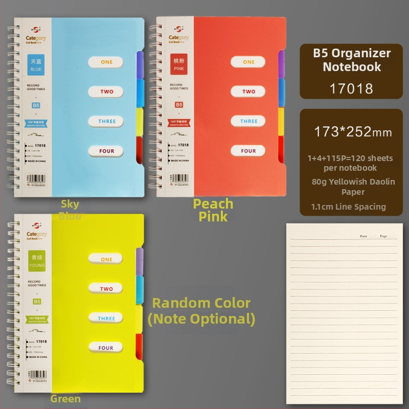 Hrubšie spiralové poznámkové zošity na triedenie s oddelovačmi strán – dar pre spolužiakov