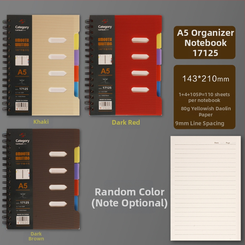 Hrubšie spiralové poznámkové zošity na triedenie s oddelovačmi strán – dar pre spolužiakov