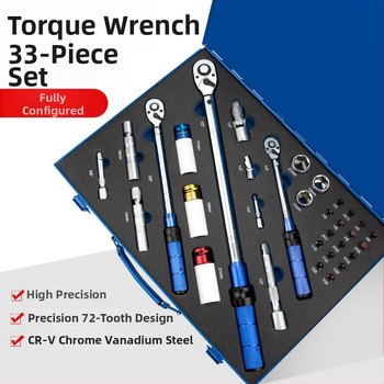 Set mjernih ključeva za moment s unaprijed postavljenom regulacijom, visoka preciznost; materijal: krom-vanadijska čelična legura; za popravke strojeva