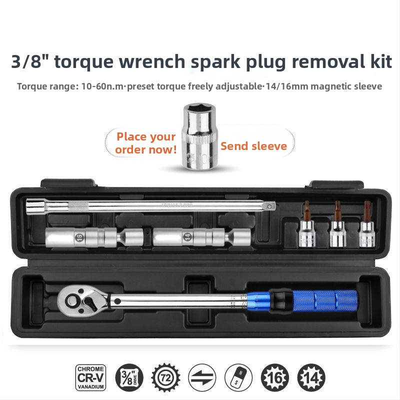 Set mjernih ključeva za moment s unaprijed postavljenom regulacijom, visoka preciznost; materijal: krom-vanadijska čelična legura; za popravke strojeva