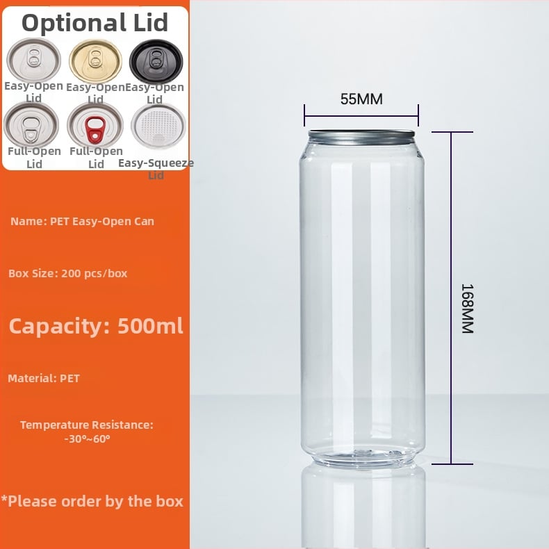PET пластмасова бутилка за напитки с голям отвор и капак, модел 202#, печатано лого, капацитет 500 ml / 330 ml / 360 ml