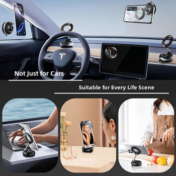 Държач за телефон за кола с вакуумна чашка, 360° въртене, универсален за предното стъкло (Монтаж: вакуумна чашка; Въртене: 360°; Повърхност: предно стъкло)