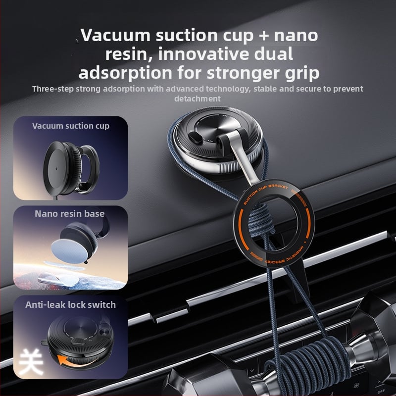 Държач за телефон за кола с вакуумна чашка, 360° въртене, универсален за предното стъкло (Монтаж: вакуумна чашка; Въртене: 360°; Повърхност: предно стъкло)