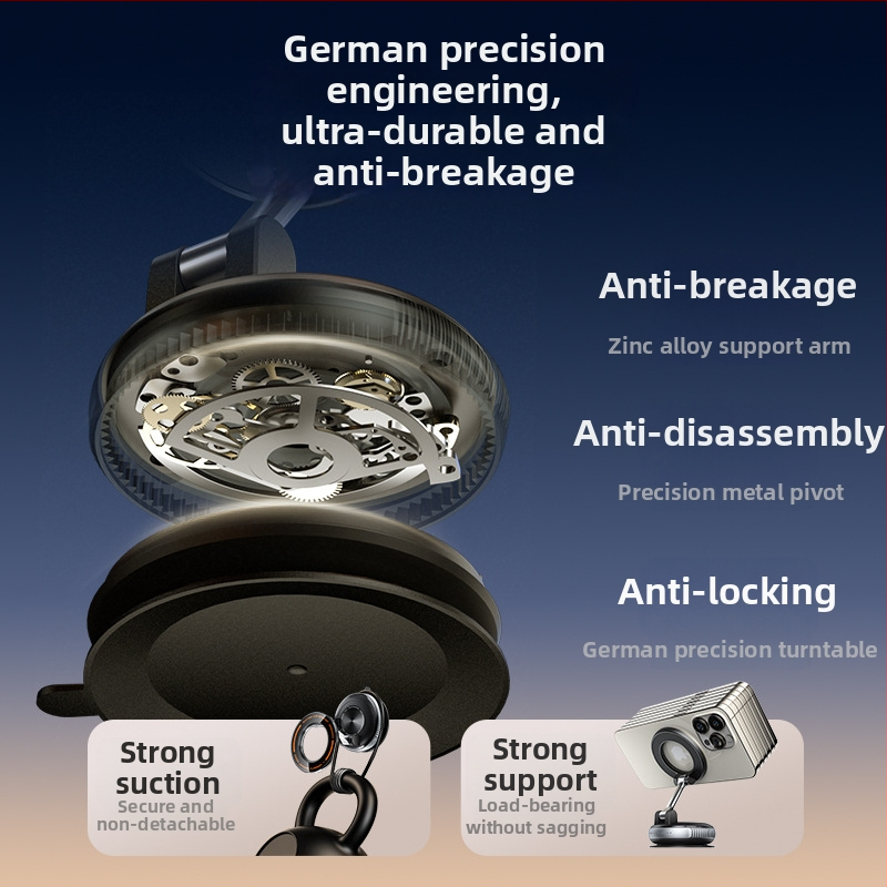Държач за телефон за кола с вакуумна чашка, 360° въртене, универсален за предното стъкло (Монтаж: вакуумна чашка; Въртене: 360°; Повърхност: предно стъкло)
