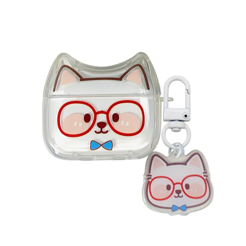 Slatka mačka s crvenim naočalama – futrola za AirPods 4 i AirPods Pro 3, crtić dizajn, za žene