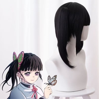 Anime cos paróka Demon Slayer sorozathoz: Bob fazonú paróka, levehető lófarok, magas hőmérsékletű huzal, rögzítő mechanizmus, teljes fejfedő