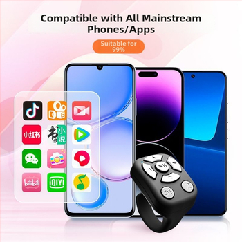 Bluetooth kruhové diaľkové ovládanie pre selfie a videá, model J6PRO, ABS telo, 40mAh batéria, bezdrôtový dosah 10 m, Micro rozhranie