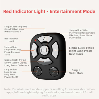 Bluetooth kruhové diaľkové ovládanie pre selfie a videá, model J6PRO, ABS telo, 40mAh batéria, bezdrôtový dosah 10 m, Micro rozhranie