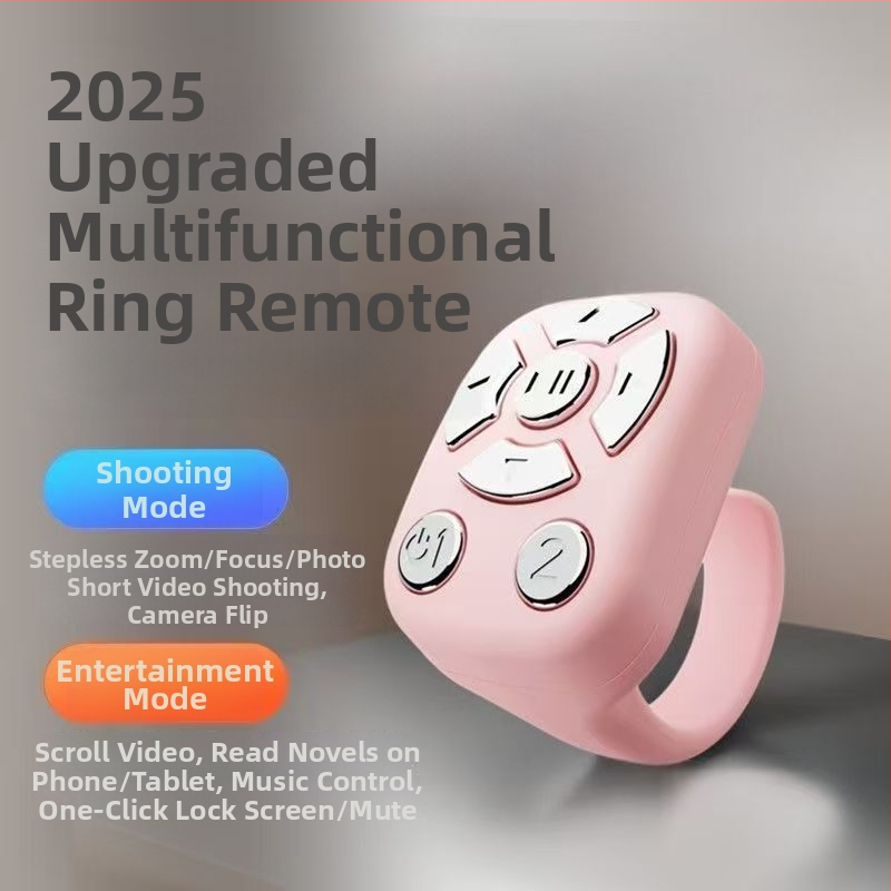 Bluetooth kruhové diaľkové ovládanie pre selfie a videá, model J6PRO, ABS telo, 40mAh batéria, bezdrôtový dosah 10 m, Micro rozhranie