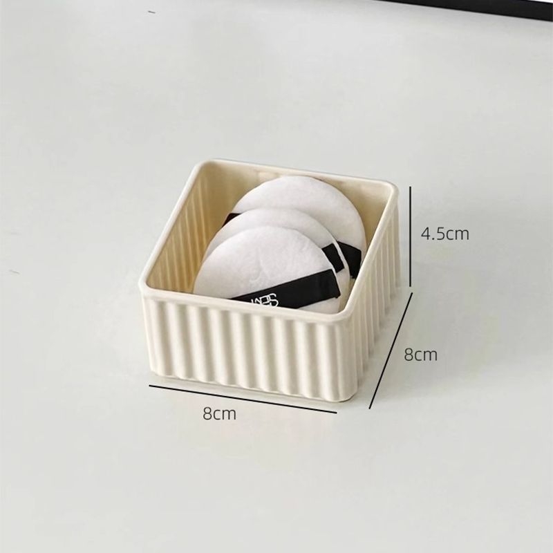 Gyöngy tároló doboz - fiókos asztali típus, átlátszó PET anyag, többszintű rekeszek, fa erezet mintázat, japán stílus