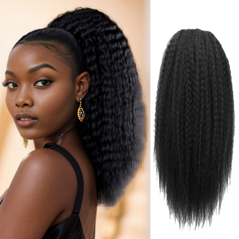 Ponytail s vrpcom, vlakna otporna na toplinu, kinky straight tekstura, pahuljast volumen, dlačice u snopovima